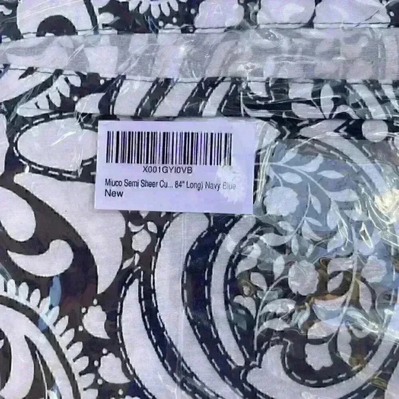 Miuco Semi Sheer Curtain 84" Long Navy Blue Shower Curtain Lush Decor - Picture 2 of 5